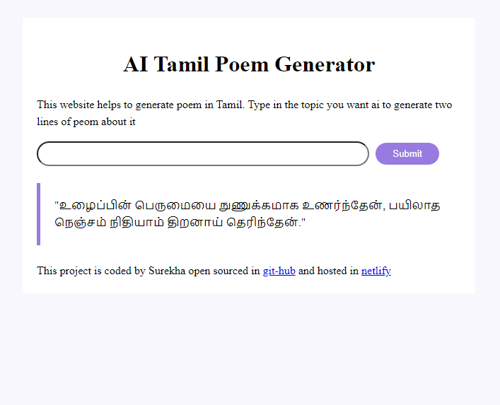 Tamil poem generator